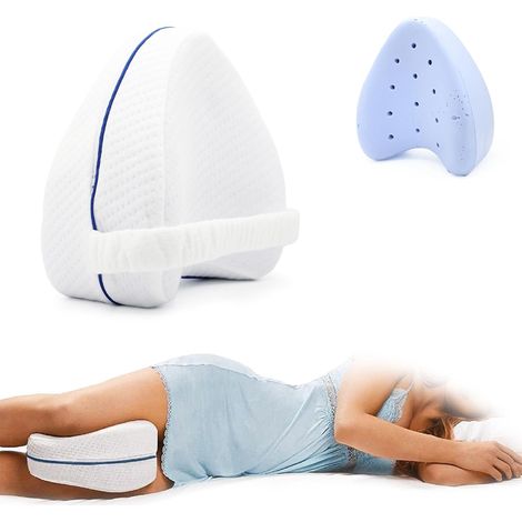 Coussin entre-jambes mousse mémoire – Aligne la colonne vertébrale – Bande élastique pour maintien – Housse lavable en machine (1/5)