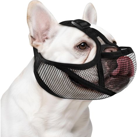 Muselière pour Bouledogue Français, Muselière Souple Réglable à Museau Court avec Oeillets pour Bouledogue Français, Anti-Morsure & Anti-Mâchonnement (1/5)