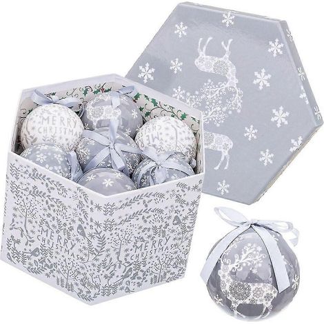 Boules de Noël en papier argenté et mousse polyuréthane, motif cerf, 7,5 x 7,5 x 7,5 cm (14 unités) (1/5)