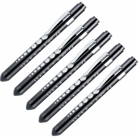 LED Penlight with Pupil Gauge and Ruler Detector Flashlight Tactical Torch Penlight Nurse Physician Medical Penlight (5 Pack) [Energy A+ Rating] (1/5)