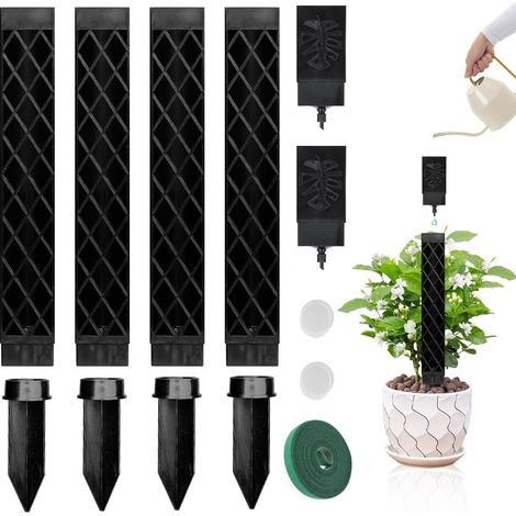 Lot de 4 bâtons de mousse pour tuteur Monstera, auto-arrosage avec aide à l'arrosage, insertion du sol et rubans pour plantes, tuteur Monstera pour plantes grimpantes, plantation de jardin (1/5)