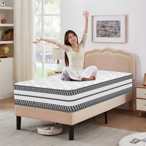 Yidatong – Matelas hybride 90x200 cm – Épaisseur 25 cm – Mousse à mémoire et ressorts à poches – Confort mi-ferme – Soutien optimal – Hypoallergénique (1/5)