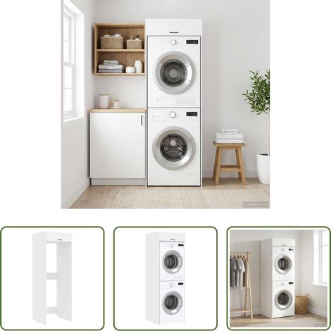 Rangement salle de bain -  Armoire pour machine à laver Blanc 67,5 x 68 x 200 cm (1/5)