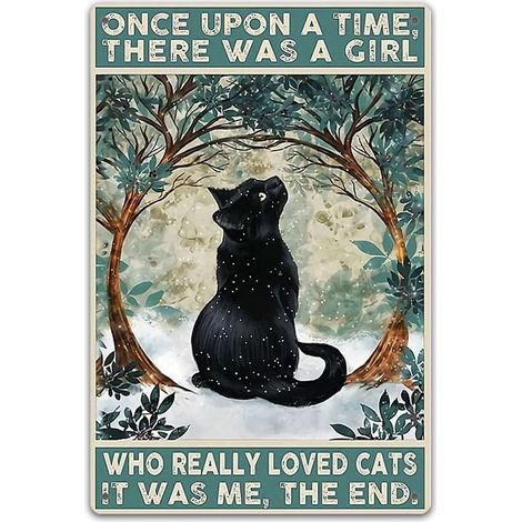 Affiche Métallique Vintage - Panneau En Fer Galvanisé Avec Motif Chat - Décoration Murale Pour Salle De Séjour Cuisine Bureau - 30 x 40 cm (1/5)