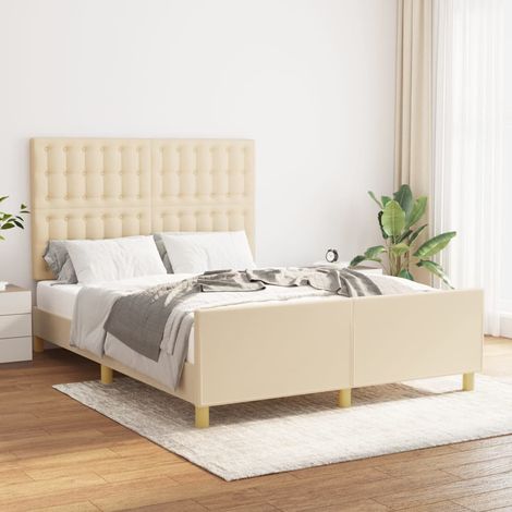 vidaXL Cadre de lit sans matelas crème 140x190 cm tissu (1/5)