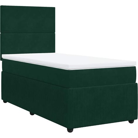 Maison Exclusive - Cama box spring con colchón terciopelo verde o