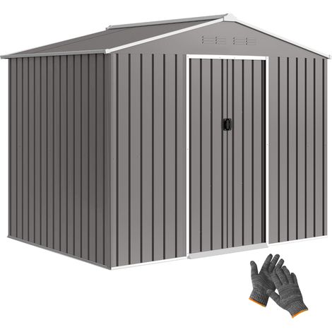 Abri de jardin 2,3x1,7 m à Acciaio et Prese d'Aria e Doppia porte Scorrevole, Effetto bois (1/5)