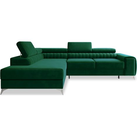 Canapé d'angle gauche convertible Isaac Velours Vert (1/5)