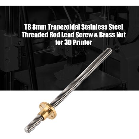 Tige filetée trapézoïdale T8 en acier inoxydable 8mm, écrou laiton pour axe imprimante 3D, longueur 150mm