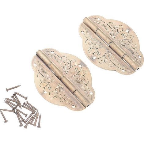 Charnières décoratives en laiton pour petite boîte, lot de 2, style rétro antique, faciles à installer (1/5)