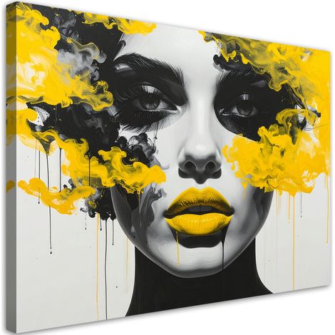Quadro su tela, Ritratto di una donna con elementi di colore giallo, 60x40 (1/5)