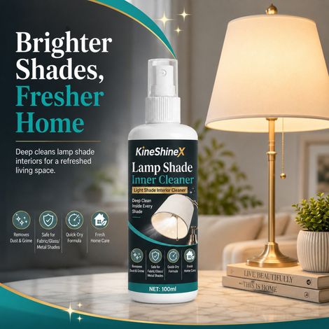 KineShineX Lampenschirm-Reinigungsspray eignet sich zur gründlichen Reinigung von Staub und Öl von Tischlampen, Pendelleuchten und Glaslampenschirmen. (1/5)