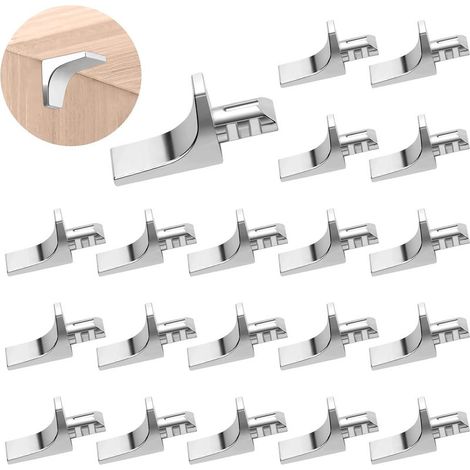 20Pcs Cheville de Support d'Étagère en Forme de L, Taquet Etagere en Métal Nickelé de 5mm, Lourd Devoir Support de Clips à Angle Droit (1/5)
