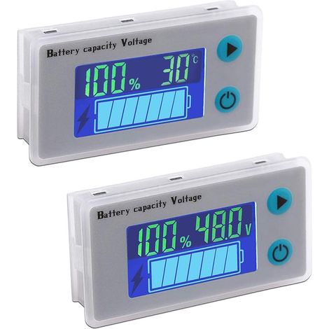 Indicateur De Tension Batterie - Moniteur Capacité 10-100 V LCD Avec Alarme Et Protection Inversion - Pour Voiture Bateau Camping-car - 2 Pièces (1/5)