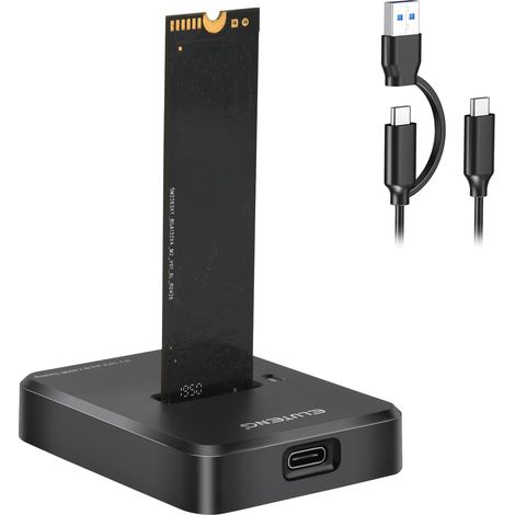 Applicable M.2 NVMe & SATA to USB C Docking Station Dual Protocol M.2 to USB C Adapter 10Gbps External SSD Enclosure for M Key, B+M Key Support 2280 2260 2242 2230 SSDs with 2in1 Cable (1/5)