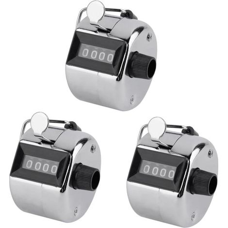 Pièces - Compteur à clic manuel - Compteur mécanique - Métal et plastique - Argent et noir - Compteur manuel 4 chiffres - 4.63 CM - Compteur de personnes - Met ring - Compteur manuel numérique (1/5)