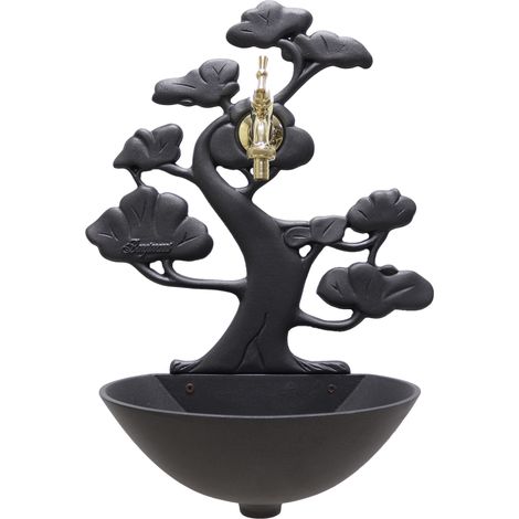 Fontana a muro Azalea colore ghisa per casa e giardino con rubinetto in ottone lucido 303L