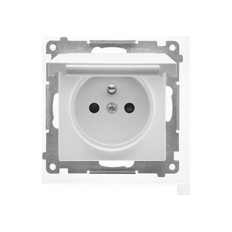 Base de enchufe para versión IP44 con junta (módulo) de 16 A, 250 V, conectores rápidos. Tapa de color: Blanco mate, SIMON55