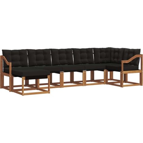 Outdoor Sofa Set with Cushion 7 pcs Natural and Black vidaXL (1/5)