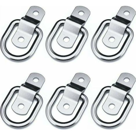 Set of 6 Heavy Duty Tie Down Rings for Mounting, Fastening, Strap, Cleat, Hook, Hitch, Trailer Anchor (1/5)
