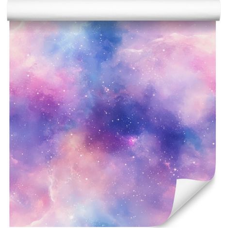 Carta da parati acquerello galassia, lavanda, centro viola 50x1000 cm (1/5)