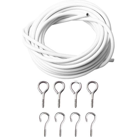 Ensemble de fil et crochets pour rideaux, fil de 3 mètres pour rideaux en filet avec 8 crochets. (1/5)