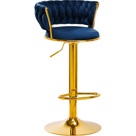 Taburete de bar Rico QS-B313a de terciopelo azul marino (1/5)