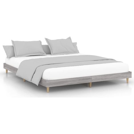 Maison Exclusive - Bettgestell Grau Sonoma 200x200 cm Holzwerksto (1/5)
