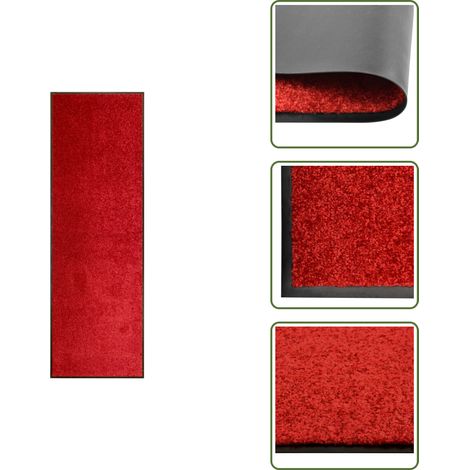 Paillasson lavable Rouge 60x180 cm - Tapis D'entrée - Paillasson Extérieur - Paillasson Intérieur - Tapis Absorbant - Tapis Lave-linge (1/5)