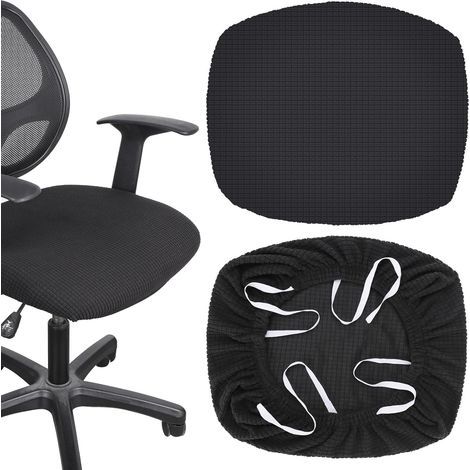 CCYKXA 2-Piece Office Chair Cover, Removable Dustproof Chair Seat Cover, Stretchable Chair Seat Cover, Office Chair Cover, Black, 45-48cm