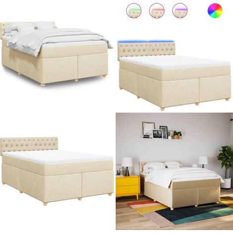vidaXL Boxspringbett mit Matratze Creme 160x200 cm Stoff (1/5)