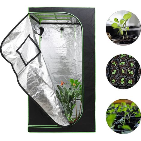 Randaco Invernadero de cultivo indoor con película reflectante, para hierbas, tomates, lechugas y verduras 100x100x200cm