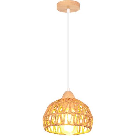 Suspension luminaire rétro 20cm – Lustre tressé en corde de chanvre – Plafonnier moderne pour chambre, couloir, bar – Compatible E27 jusqu'à 60W – (1/5)