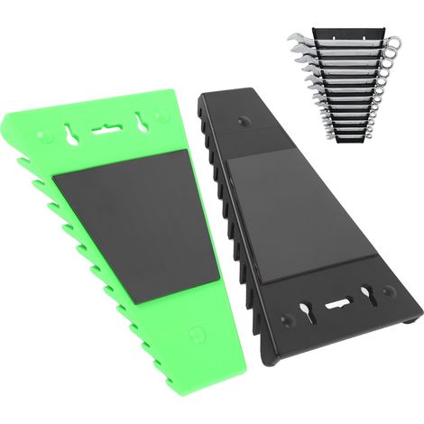 Organizador magnético para llaves (paquete de 2) fabricado en plástico ABS resistente, con capacidad para hasta 24 llaves (6–24 mm y 1/4"–1-1/16"), soporte para fijar a la caja de herramientas/armario (1/5)