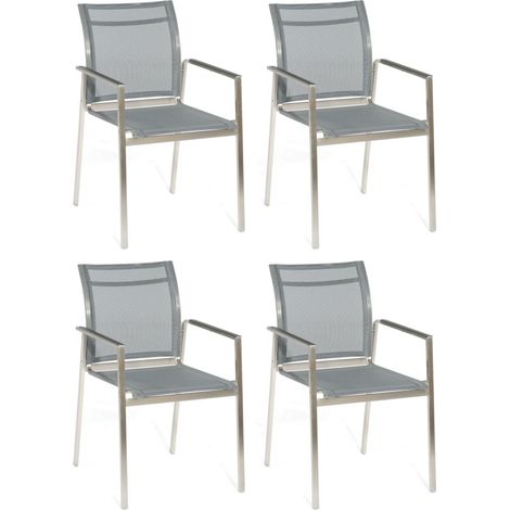 Sonnenpartner Solicity 4er-Set Stapelstühle Stuhl-Set Edelstahl/Textilen anthrazit (1/2)