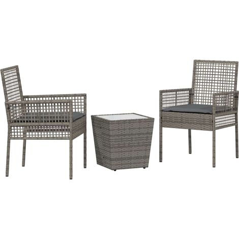 Ensemble bistro de jardin 3 pcs,Salon de jardin Gris Poly rotin CFW82119 (1/5)