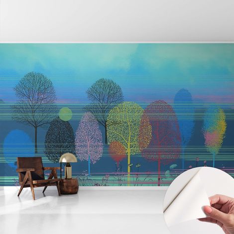 Carta da parati autoadesiva - Fotomurale adesivo - design elegante - stile moderno - Armonia colorata 416x254 cm (1/5)