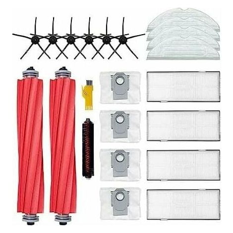 Zubehör für Roborock S7 Pro Ultra S7 Max Ultra S7 MaxV Ultra Roboter, Ersatzteile, 20 Packungen, 2 Hauptbürsten & 4 Filter & 6 Seitenbürsten & 4 Tücher & 4 Taschen (1/4)