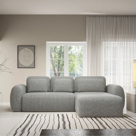 Umkehrbares und umwandelbares 3-Sitzer-Ecksofa mit Truhe Carmela Grau (1/5)