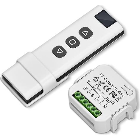 Kit de Commande de Volet Roulant Sans Fil, Interrupteur Module Volet Roulant Contrôle de Portée 100M, Télécommande RF+Module Récepteur, Telecommande Volet Roulant pour Stores, Auvents (1/5)