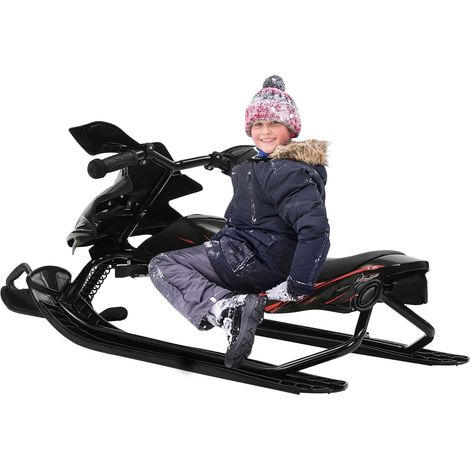 Slittino sterzante, slitta da sci con freni, slitta da corsa sulla neve + volante, fune di traino, slittino, slittino in plastica, slitta stabile sterzante, sci, neve, skibob con 80 kg (1/5)