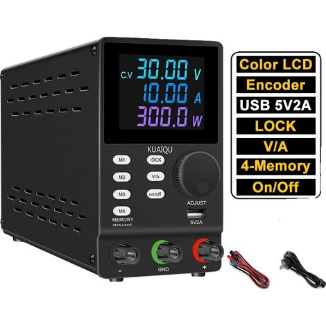 Fuente de alimentación de CC, voltaje ajustable, control de precisión, SPPS3010D 30V 10A, enchufe europeo de CA 220V (1/2)