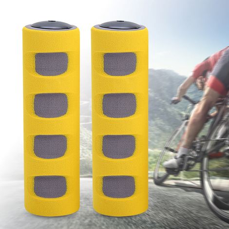 1 Paire de Poignées Vélo Ergonomiques en Mousse Confortable Antidérapantes (Gris-Jaune) (1/4)