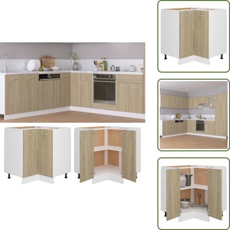 The Living Store Eckunterschrank Lyon Sonoma-Eiche 75,5x75,5x81,5 cm Holzwerkstoff - Küchenregal (1/5)