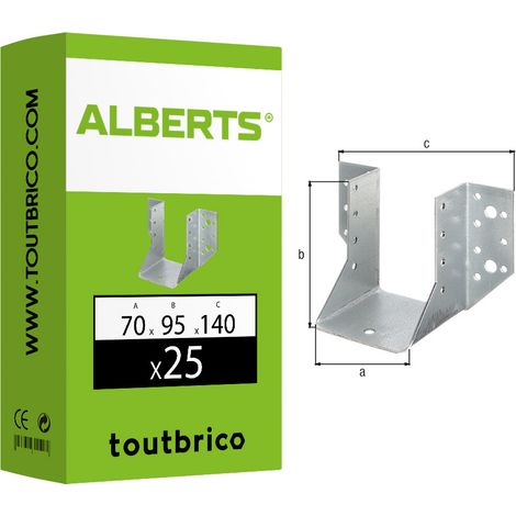 25 supports U ailes extérieures 70 x 95mm - Alberts