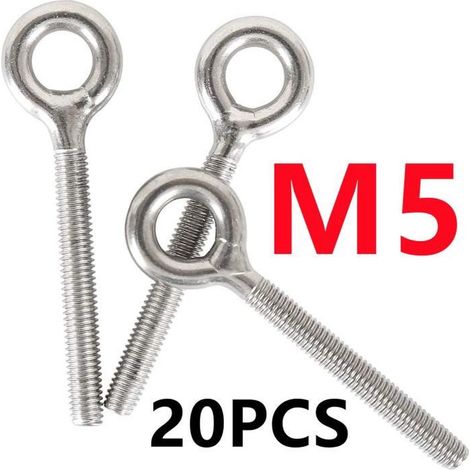 20 vis à crochet en acier inoxydable 304, M5 × 36,4 mm, résistantes à la corrosion, fixation murale polyvalente pour maison, bureau et hôtel (1/4)