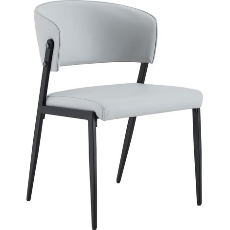 Set di 2 sedie da pranzo moderne con struttura in metallo e seduta imbottita grigio chiaro (1/5)