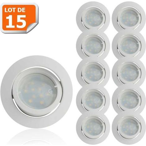 Lot de 15 Spot Led Encastrable Complete Blanc Orientable lumière Blanc Chaud eq. 50W ref.193 (1/5)