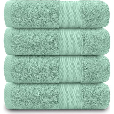 Lot de 4 essuie-Mains en Coton égyptien de 700 g/m² pour Salle de Bain, de qualité hôtelière, lavables en Machine, Bleu Canard, 127 x 216,3 cm (1/5)