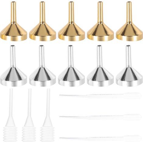 Set tragbarer Metalltrichter zum Umfüllen von ätherischen Ölen und Parfums mit Pipette – 2,50 x 1,80 x 1,80 cm (1/4)